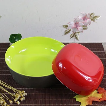 

High-Grade Melamine Imitation Porcelain Restaurant Household Rice Soup Porridge Noodle Bowl Straight Color Two-Color Dessert Big
