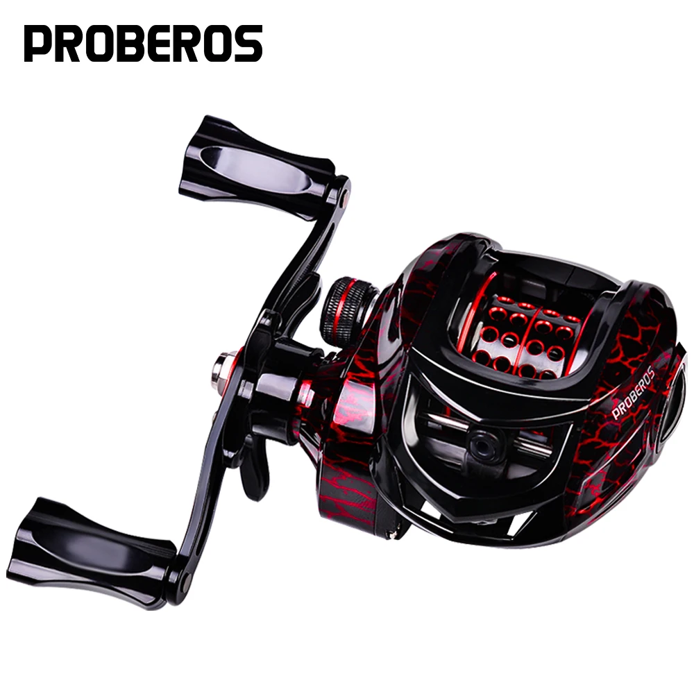 

PROBEROS Aluminum Spool Baitcasting Reel 10kg Max Drag Fishing Reel 7.2:1 Gear Ratio Saltwater Freshwater Bass Fishing Wheel