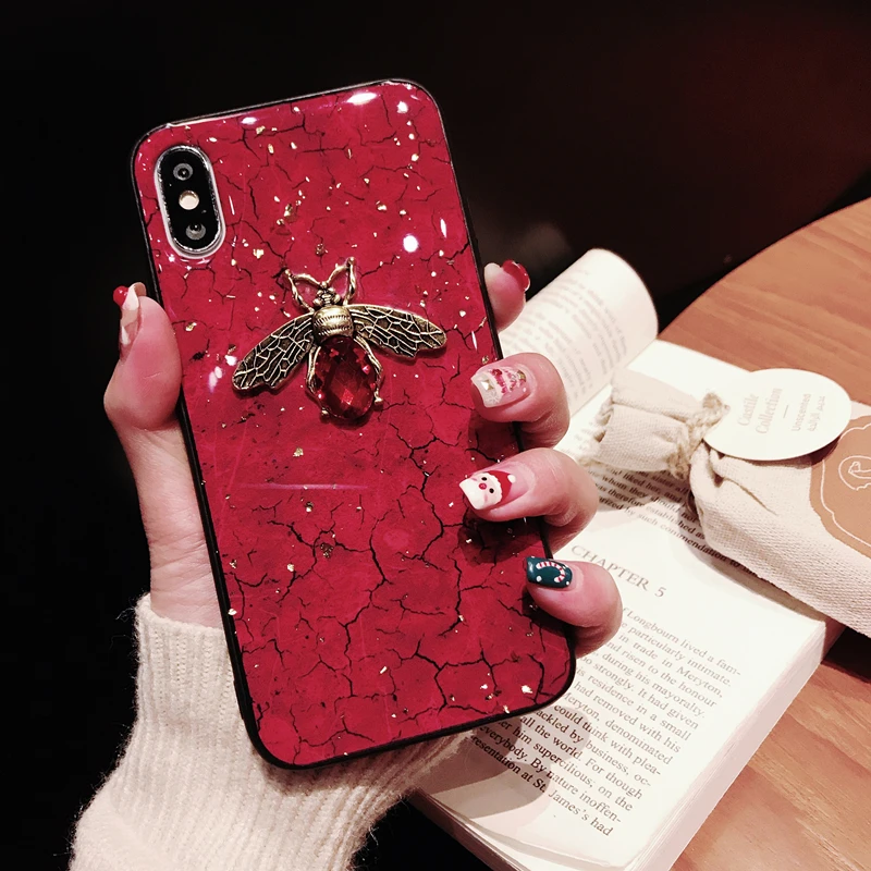 

Glitter Gold Foil Marble 3D Bee Soft Case for xiaomi mi A2 lite 5x 6x redmi 7 6 pro S2 4A 4X 5A 5 PLUS Note 7 5 6 k20 pro cover