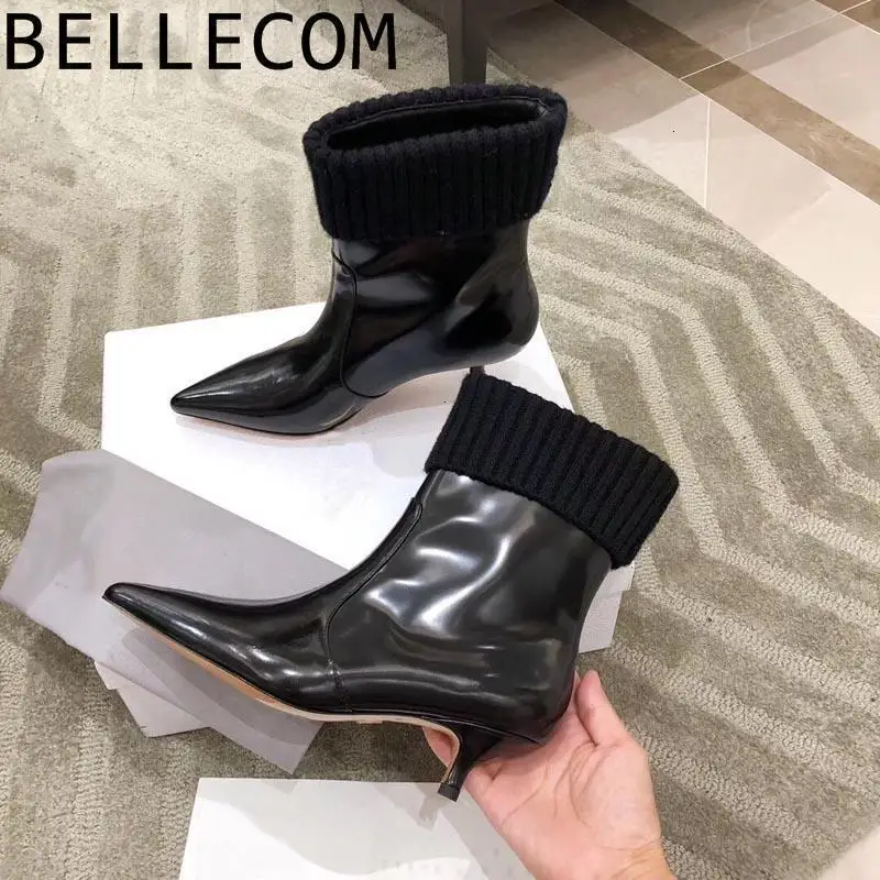 

BELLECOM 2019 Sleeve Elastic Force Socks And Boots Are Thin Pearlite Layer Kitten With Short Boots Woman Short With And