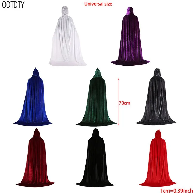 Hooded Cloak Long Velvet Cape for Christmas Halloween Dress up Costumes