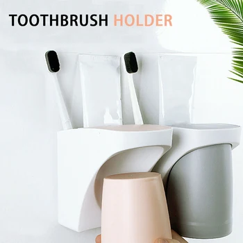 

Cup Storage Wall Mounted Toothbrush Holder Solid Magnetic Adsorption Home Hotel QJS Shop