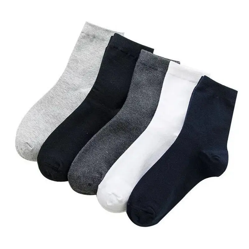 

1 Pairs of New Pure Color Medium Tube, Men's Spring and Summer Business, Breathable Cotton Socks, Leisure and Anti Sweat