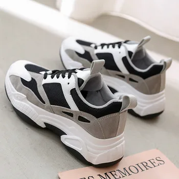 

Sapato Feminino Ladies Shoes Women Sneakers Girl Daddy Shoes Spring Autumn Fall Sneakers Casual Gray Black Chaussure Homme 35-40