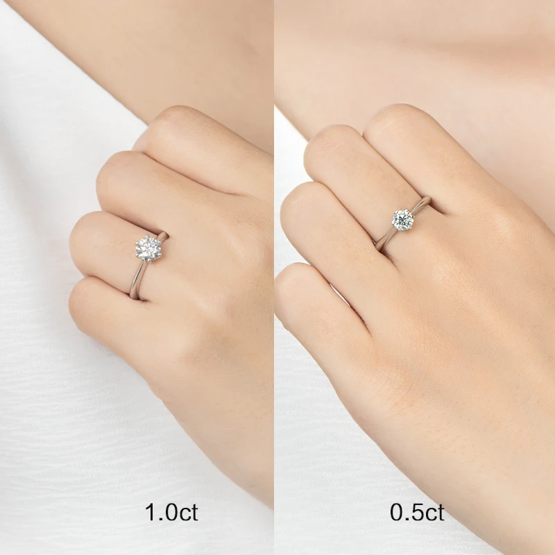 Moissanite Diamond Ring 925 Silver 0.5/1.0 Carat engagement rings wedding rings finger rings stone rings fashion ring fashion rings metal rings