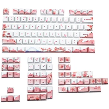

PBT Keycap 128 Keys Cherry Blossom Keycaps Dye-Sublimation Mechanical Keyboard Keycap Set for MX Keyboard Switches