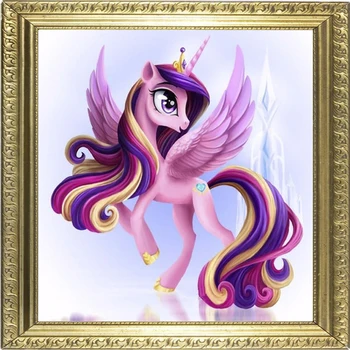 

5D Diy Daimond Painting Cross-stitch Cartoon pony 3D Diamond painting full Round Rhinestones Paintings diamant Embroidery horse