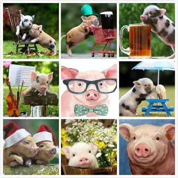 

Full diamond Mosaic 5D DIY Diamond Painting Animal pig picture full Square Rhinestone Embroidery Puzzle Cross Stitch Gifts