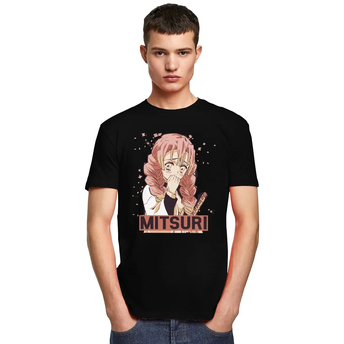Мужская хлопковая футболка Kawaii Kimetsu No Yaiba с короткими рукавами и надписью The Love Pillar