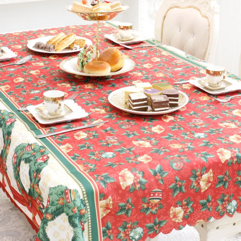  1 pcs Christmas Plant Print Table Decoration Cloth Tablecloth Rural Style 150*180cm dining hall sup