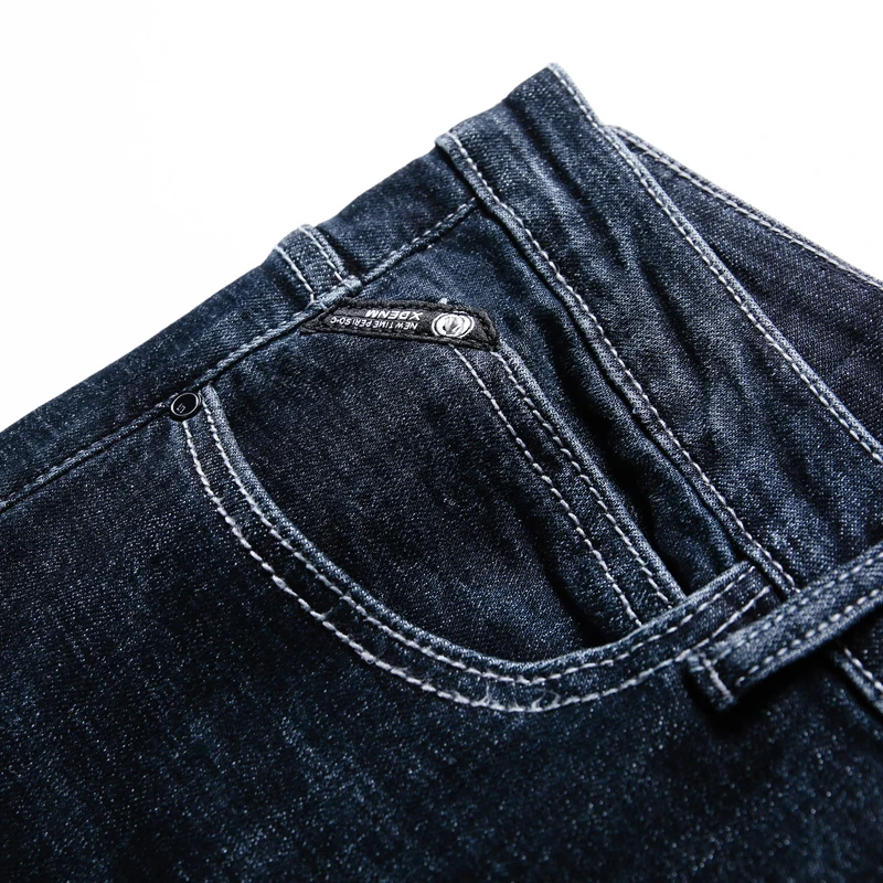 KSTUN, осенние и зимние джинсы, мужские, утолщенные, облегающие, темно-синие, стрейч, мужские джинсы, s, повседневные штаны, джинсовые брюки, Homme reflet vlated