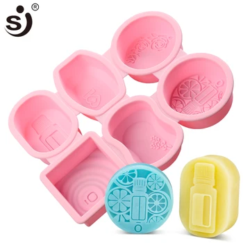 

SJ New DIY Silicone Soap Mold Round Square for Handmade Soap Making Tools 3D 6 Patterns Soap Form