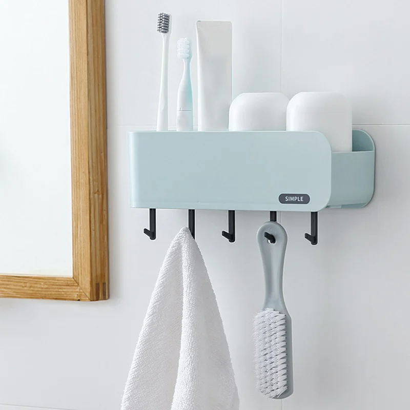 

Hanging Bathroom Kitchen Utensil Box Toothbrush Storage Rack Wall-mounted Toothbrush Holder TP899