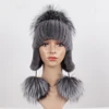 Russian Winter Laay Real Mink Fur Bomber Hat Natural Warm Mink Fur Hats Top Luxury Fox Fur Cap Women Knit Quality Real Fur Caps ► Photo 2/6