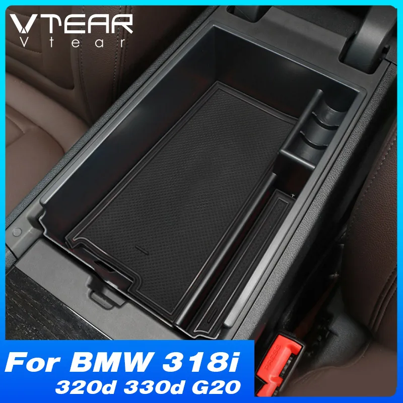 Vtear Car Central Control Armrest Storage Box Interior Accessories Cup Holder Organizer Trim Parts For BMW 318i 320d 330d G20