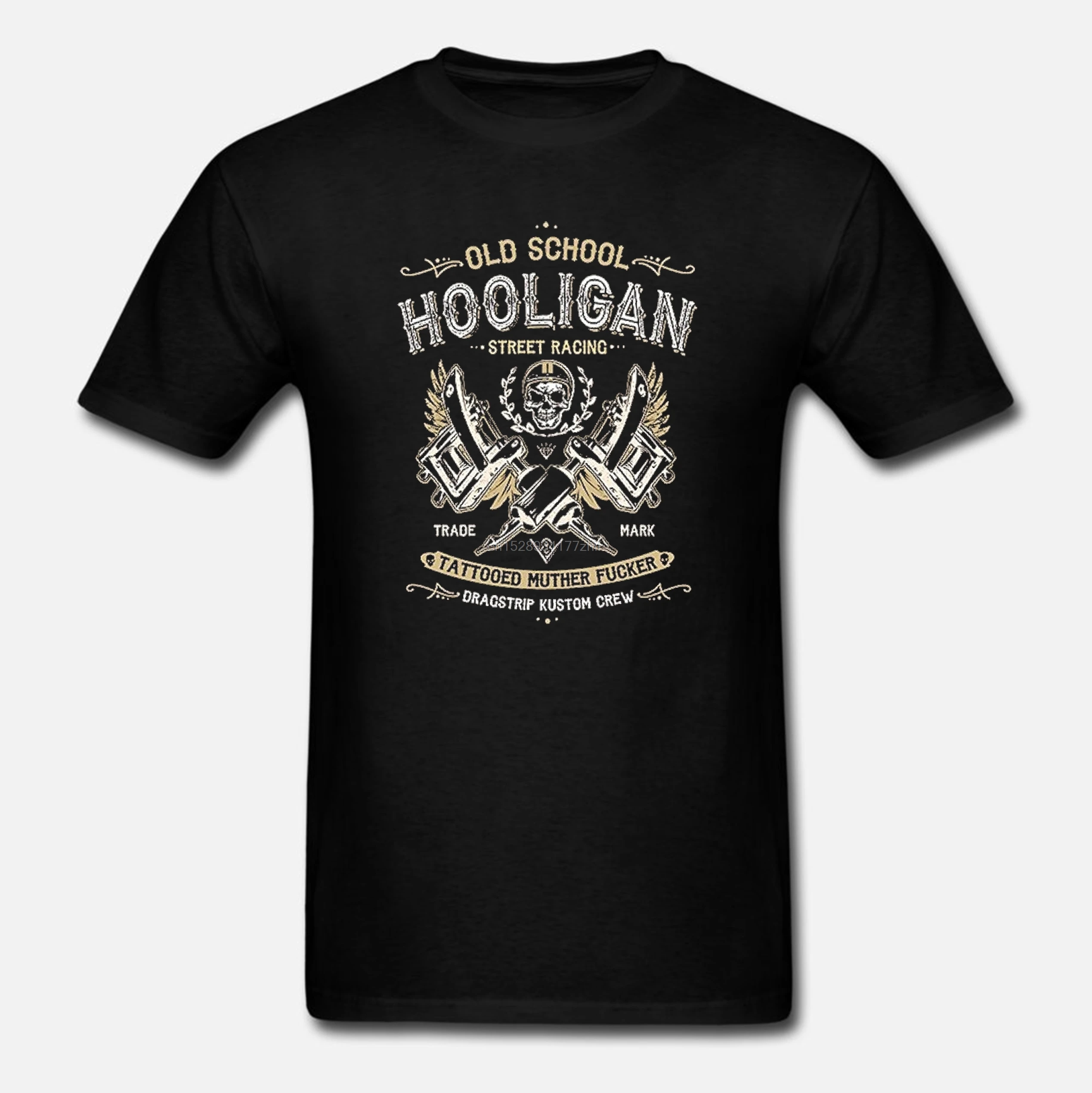 Мужская футболка с принтом Hooligan Tattoo Life Rock N Roll Hot Rod | одежда