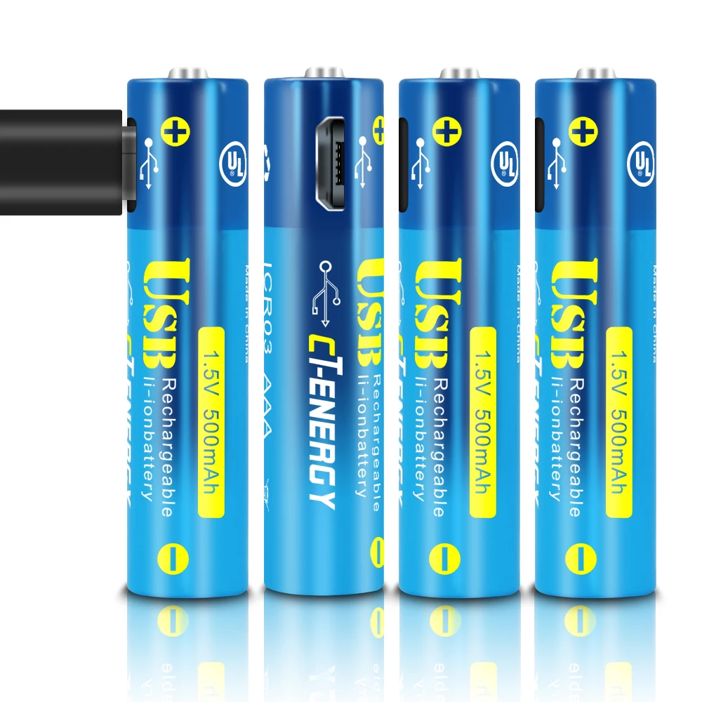 

CT-ENERGY 4pcs usb rechargeable aaa li-ion new energy battery and 4 in 1 usb charging cable