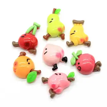 

Cute Running Cherry Apple Peach Resin Decoration Craft Falt back Cabochon Scrapbooking For Phone Embellishments DIYAccessories