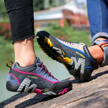 

women genuine leather hiking shoes waterproof non-slip ladies camping travel sport climbing shoes mountain trekking sneakers