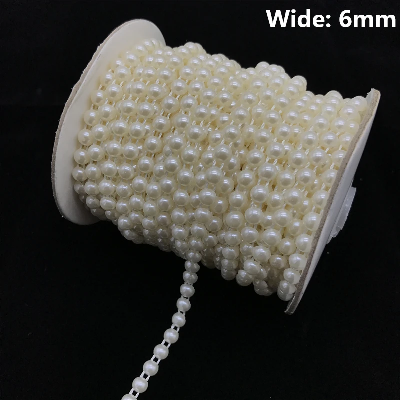 2 야드/많은 미니 모조 진주 비즈 체인 화환 꽃 결혼식 장식을위한 아크릴 비즈 DIY 쥬얼리 액세서리