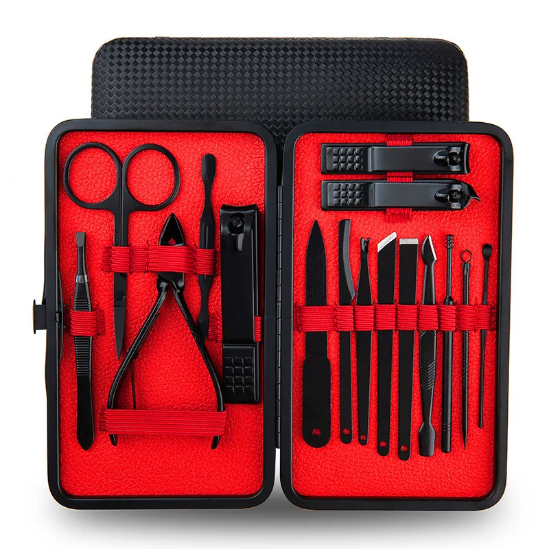 16pcs Nail Clipper Set Stainless Steel Professional Manicure Pedicure Grooming Kit Nail Scissors Tools with Case|Sets & Kits| - AliExpress