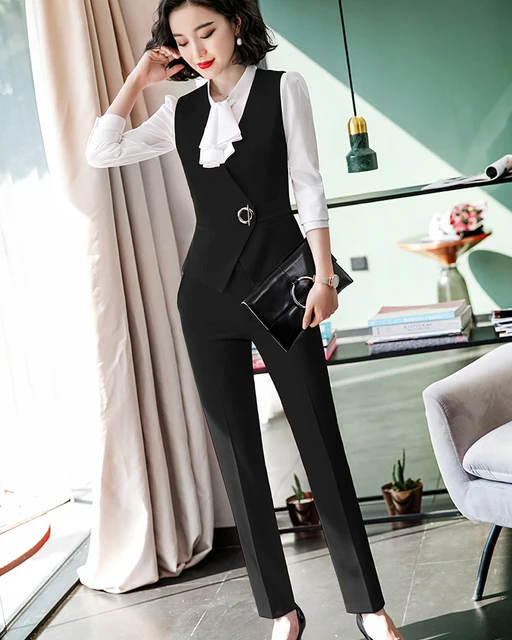 Tailleur Donna Elegante Invernale - Completo Due Pezzi Con Giacca E Pantaloni Per Ufficio E Cerimonie - Foto 12