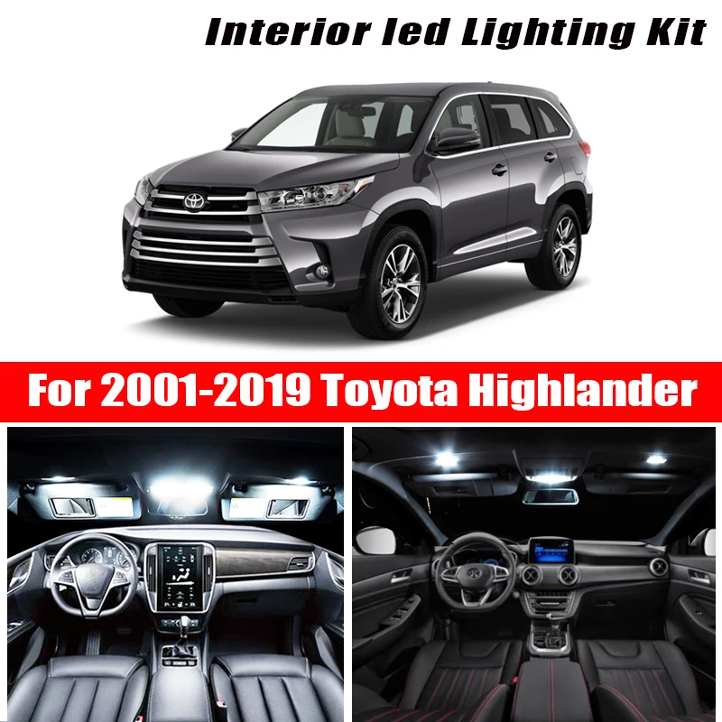 Для Toyota Highlander 2001 2019 белые автомобильные аксессуары Canbus без ошибок светодиодный