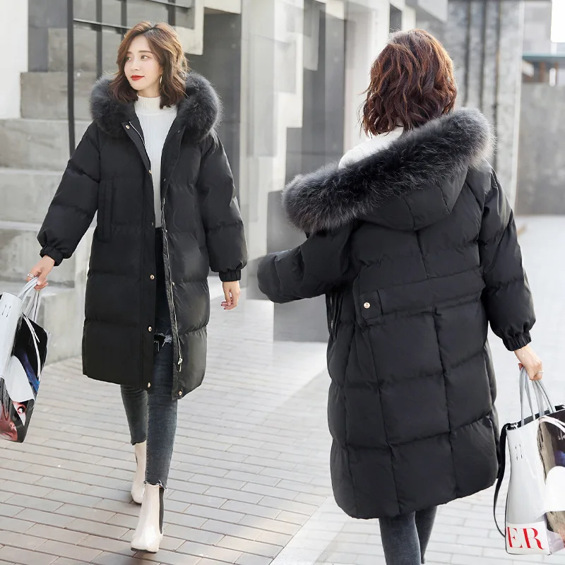 

2018 Winter Cotton-padded Clothes Cotton Coat Comfortable Long Sleeve Women's Long Thick Warm Fashion Simple Versatile