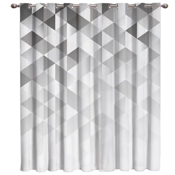 

Geometric Gradient With Mosaic Triangle Pattern Window Curtains Dark Bathroom Outdoor Indoor Kids Window Treatment Hardware Sets