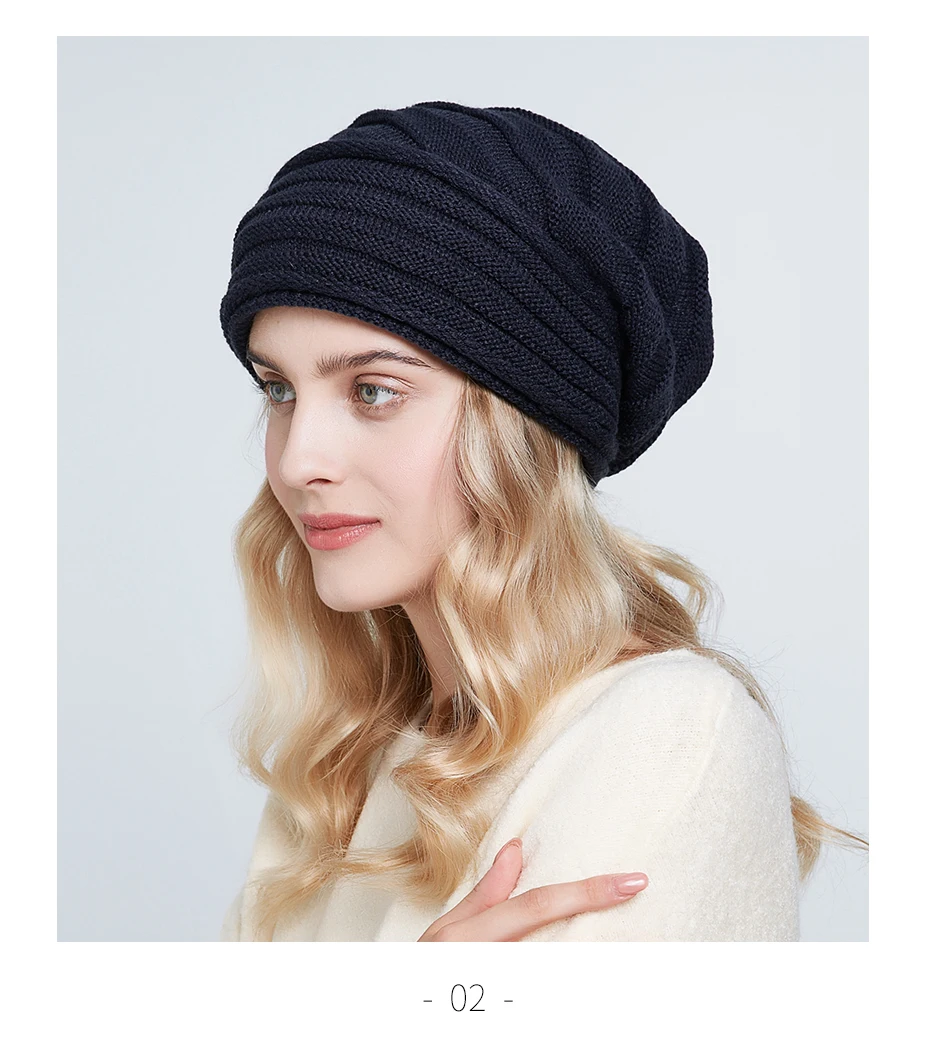 ENJOYFUR женские зимние вязаные шапки повседневные мешковатые шапки-Боб мягкая негабаритная теплая подкладка женские шапки Новая мода