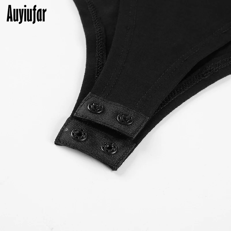 Auyiufar обтягивающие Лоскутные женские боди на молнии с длинными рукавами комбинезоны для девочек повседневные Черные новые женские сексуальные облегающие костюмы