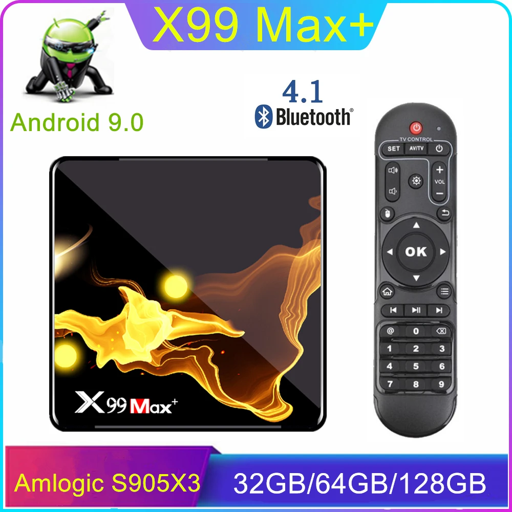 X99 Max Plus TV BOX Android 9.0 Amlogic S905X3 Quad Core 4GB 32GB 64GB Dual Wifi 1000M BT 8K Set top box media Player Max+ | Электроника