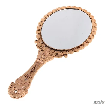 

Womens Princess Vintage Handheld Mirror Metallic Plastic Shell Classical Oral Vanity Makeup Cosmetic Tool with Handle Travel