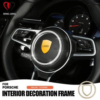 

For Porsche Macan Cayenne Steering Wheel Cigarette lighter Car Interior Decoration Year 14-19 Style Frame Stickers Accessories