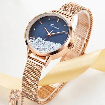 

Kimio Women's Wristwatch Fashion Crystal Quartz Watch Stainless Steel Mesh Belt Watch Ladies Waterproof Watches Relogio Feminino
