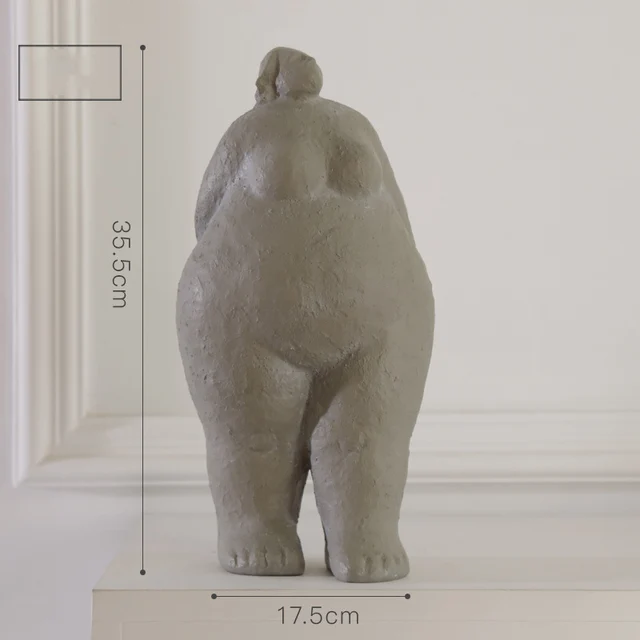 Statue Sculpture Figurines For Interior Desk Accessories Home Decoration Accessories Nordic Decor Resin Fat Woman Bedroom Gray Grey