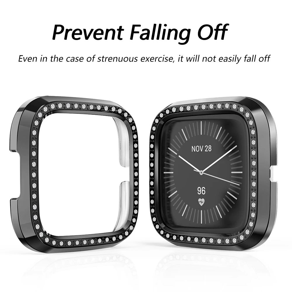 Bling Protector Case for Fitbit Versa 2 Women Girl Jewelry Crystal Diamond Watch Protection Bumper Cover for Fitbit Versa Lite