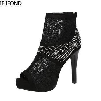 

IF IFOND Women sandals 2020 Fashion single shoes hollow sexy Breathable Pumps Zip Thick Heels Female Dress Elegant gauze mujer