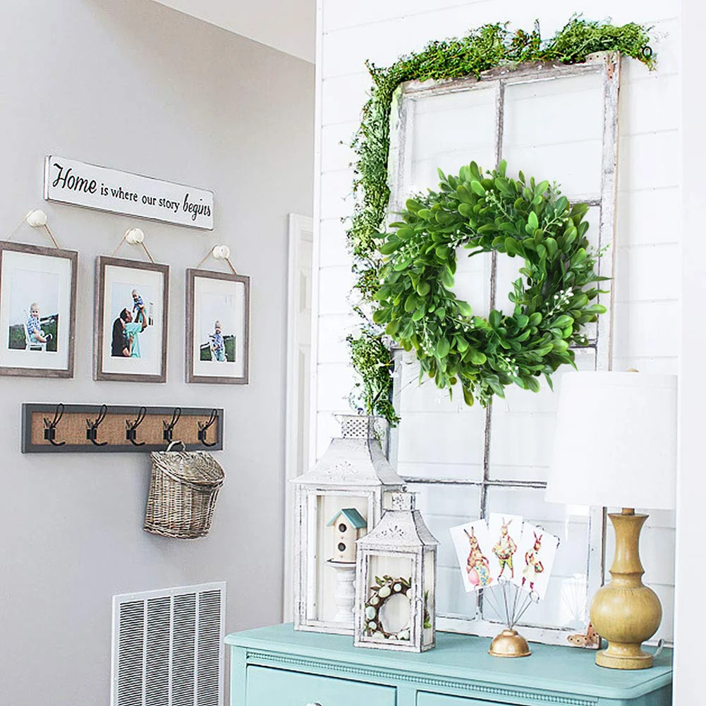 30cm Artificial Green Home Decor Leaves Wedding Wreath Dried Flowers Berry Garland Front Door Window Wall Decor Flowers Flores