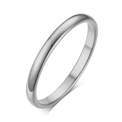 Letdiffery Elegant Golden Stainless Steel Wedding Bands - Smooth Fashion Jewelry - 12 (2mm Silver Color)