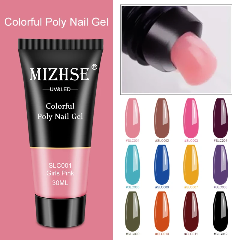 

MIZHESE UV Poly Nail Gel 30ml Nail Extension 12 Colors Quick Building Jelly Acrylgel Poly Extension Nail Gel for Nail Art