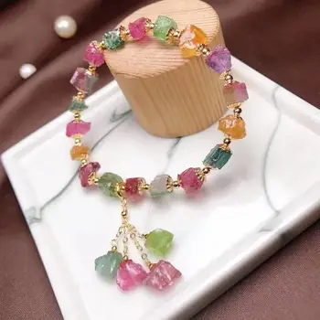 

crystal natural ice through Tourmaline mineral bracelet female S925 silver with blue Tourmaline shopkeeper welfare feedback