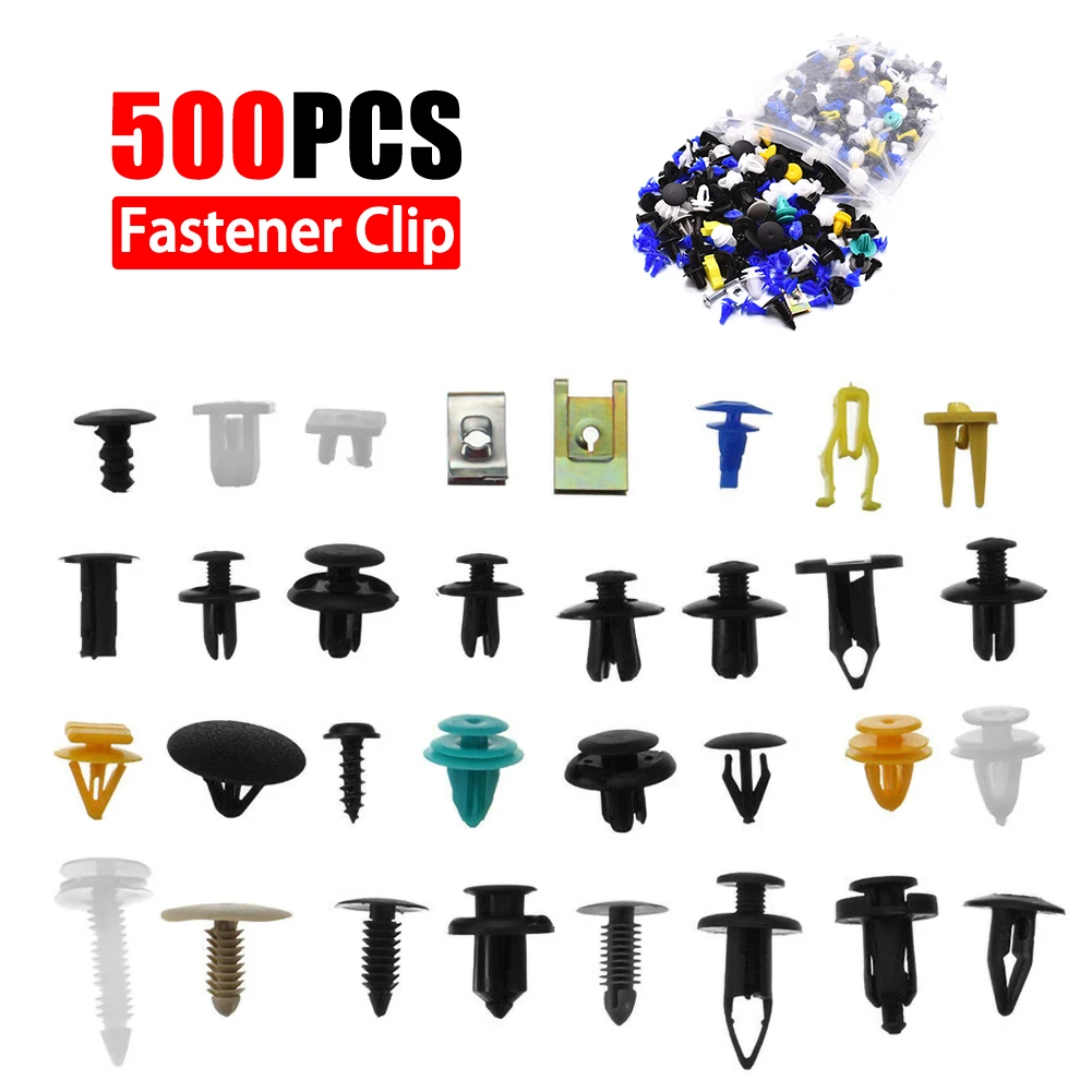 

500Pcs Mixed Auto Car Fastener Clip Bumper Fender Trim Plastic Rivet Door Panel