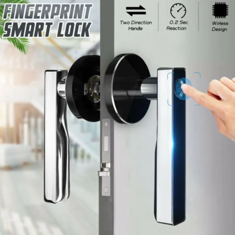 Smart Handle Lock Fingerprint Biometric Keyless Electronic Door Locks Key Stainless Steel Indoor Bedroom | Безопасность и защита