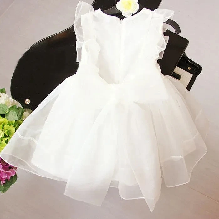 Платье детское для крещения белое свадебное платье с цветами девочек на 1 й день