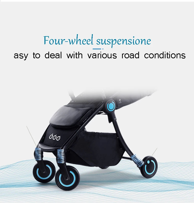 Baby stroller high landscape stroller lightweight folding stroller fashion mom three grapefruit smart cart