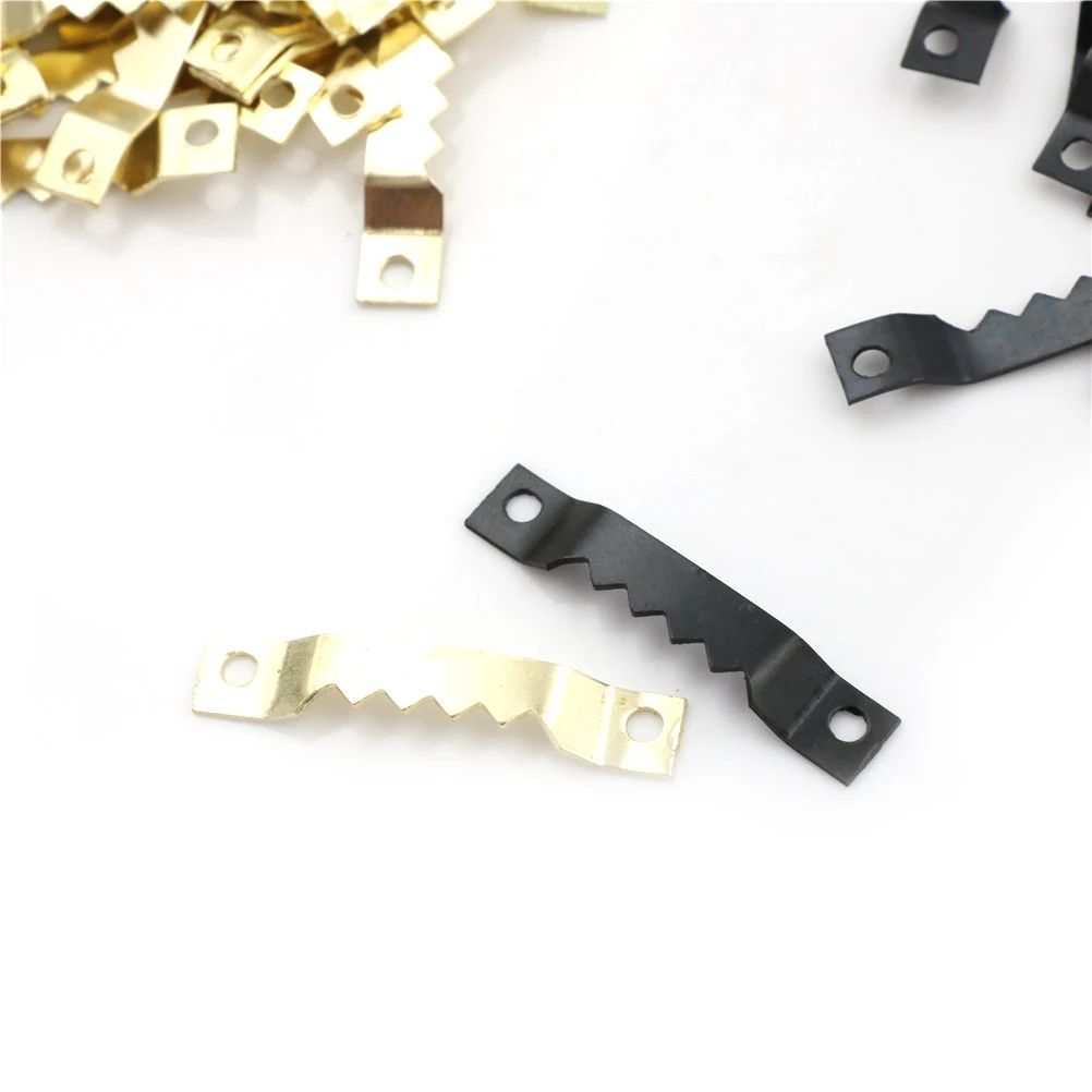 100pcs NEW Black No Nail Picture Frame Hooks Saw Tooth Sawtooth Hangers Wholesale