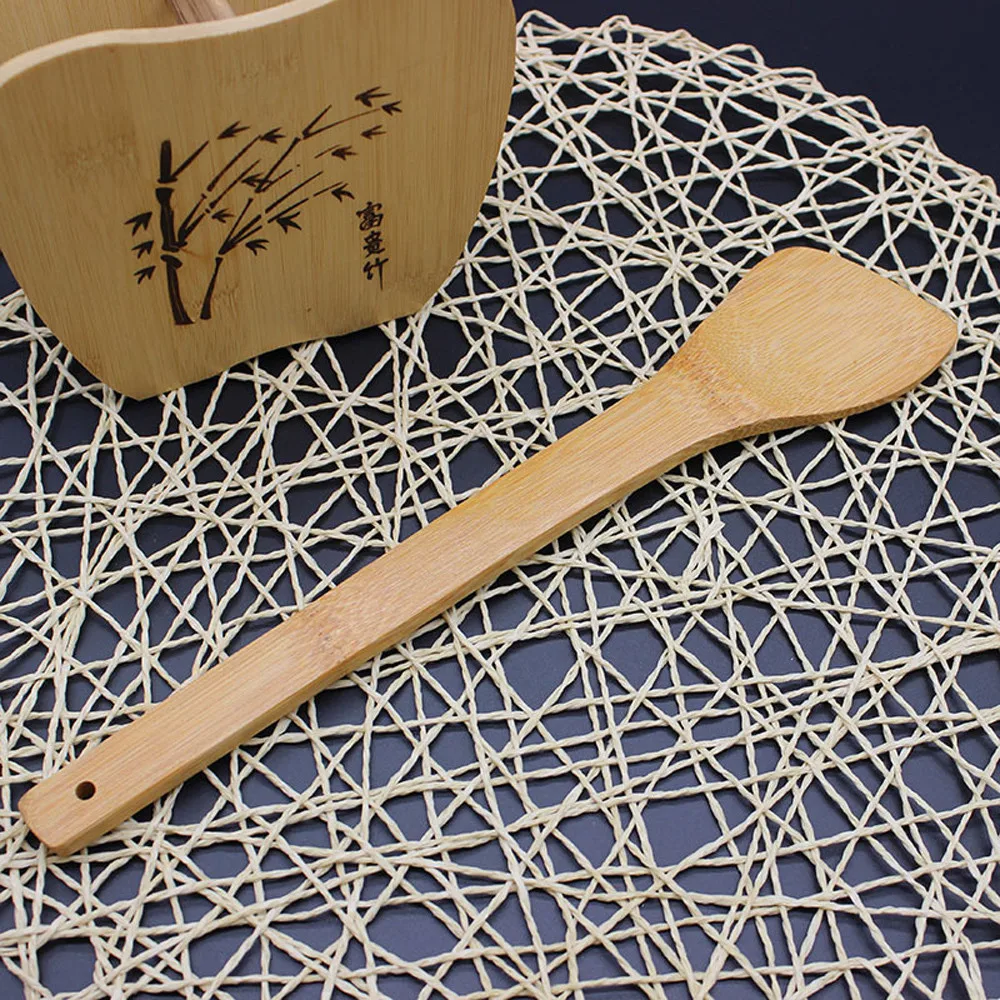 Набор из 5 предметов, бамбуковые кухонные принадлежности, деревянные инструменты для приготовления пищи, лопатка для перемешивания, Бамбуковая лопатка бежевого цвета, легко стирается, прочная, горячая A30730