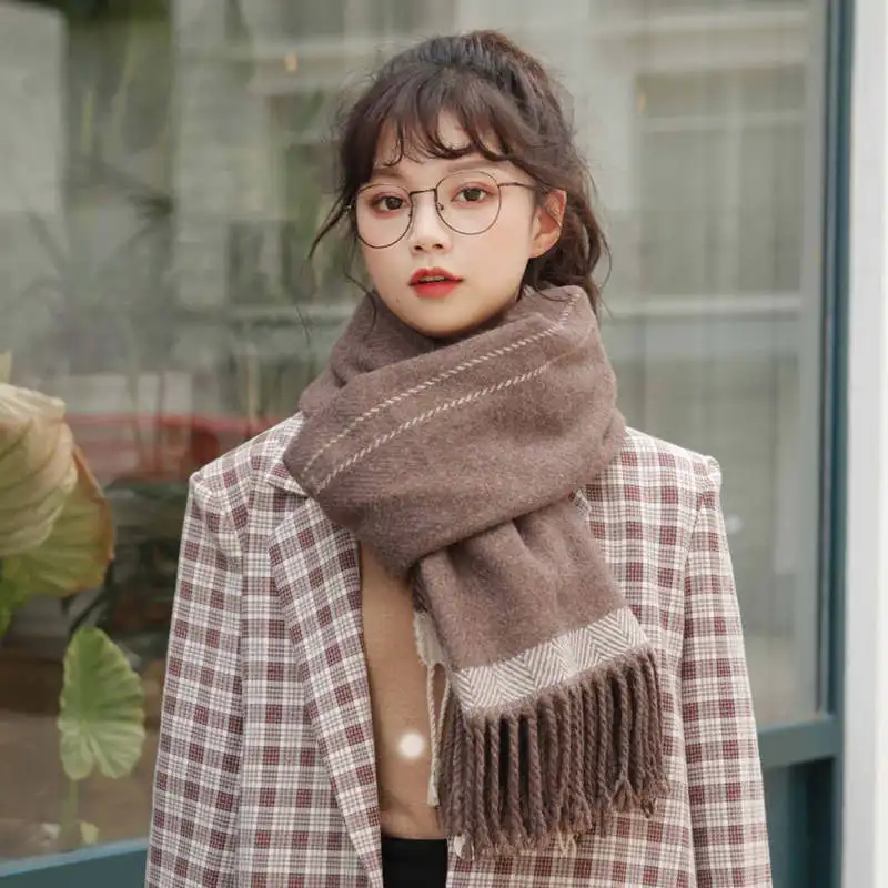 

2020 autumn and winter Korean ladies dual-use shawl scarf warmth student couple wrapped blanket warm blanket