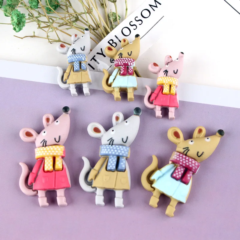 

10Pcs Animal Flat back Resin Cartoon Mouse DIY Flatback Resin Cabochons Accessories Embellishments for Scrapbooking Deco Part